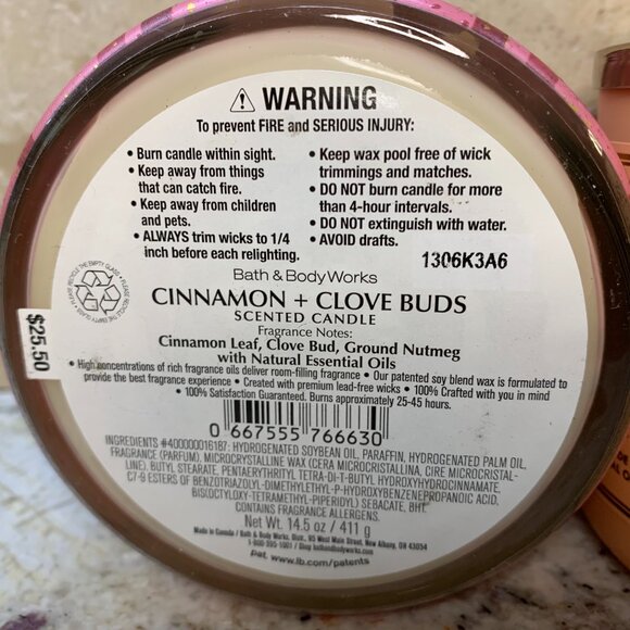 Bath & Body Works Candle Cinnamon & Clove Buds 3 Wick NEW - Picture 3 of 3